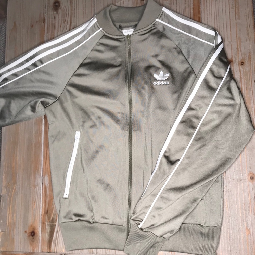 Adidas Bomber Jacket In Tan Olive Green